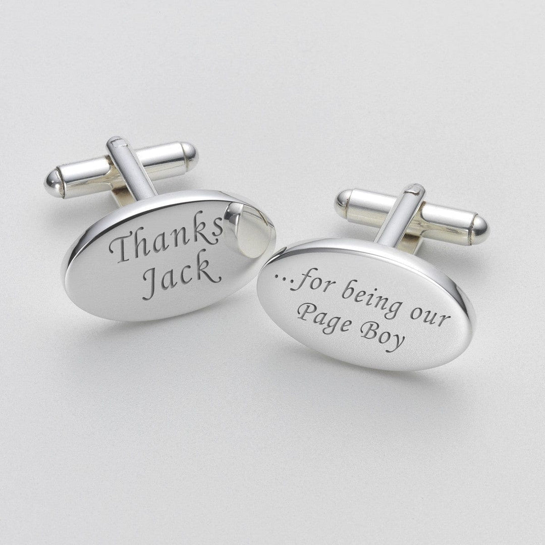 Cufflink Man Cufflinks - Personalised Page Boy 'Thank You' Personalised Engraved Cufflinks