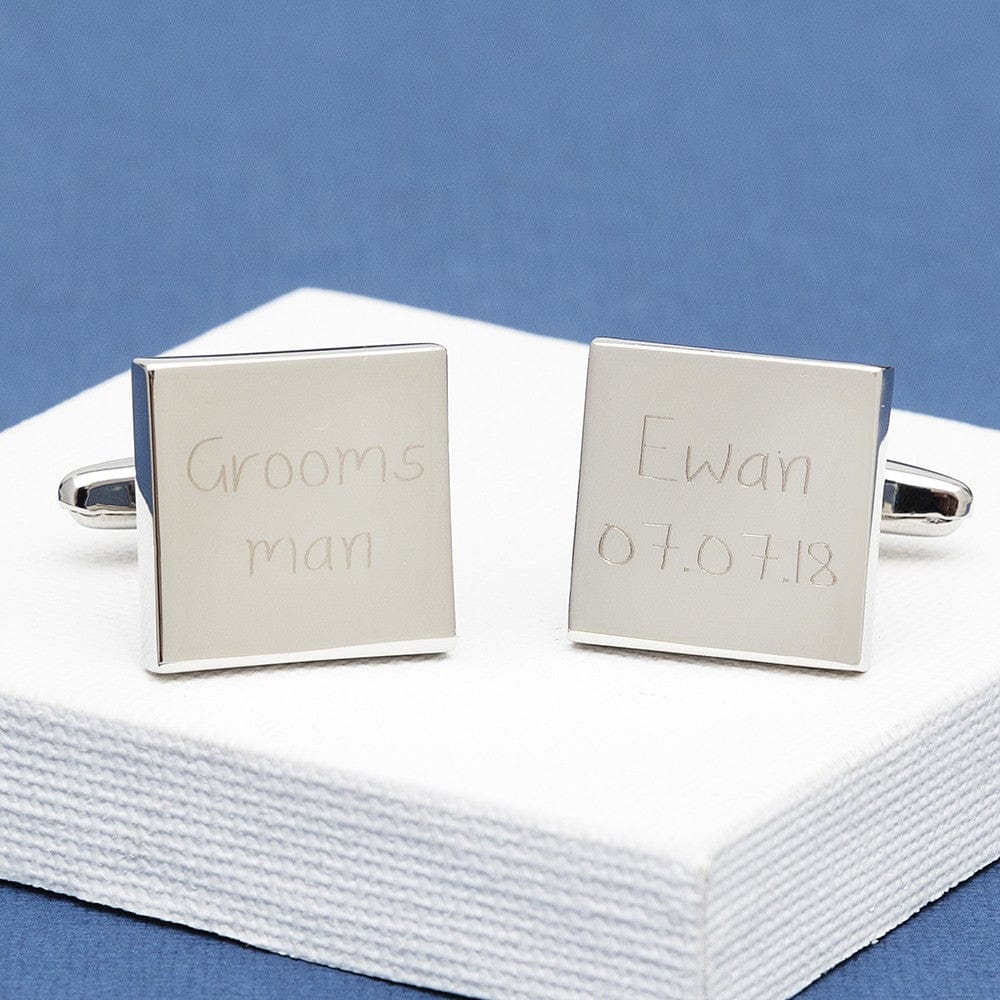 Cufflink Man Cufflinks - Personalised Personalised Best Man Cufflinks - Square & Engraved