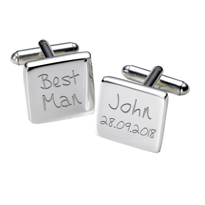 Cufflink Man Cufflinks - Personalised Personalised Best Man Engraved Wedding Cufflinks