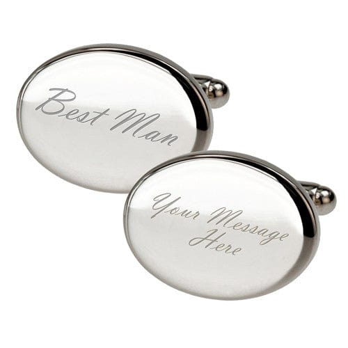 Cufflink Man Cufflinks - Personalised Personalised Best Man Wedding Cufflinks - Oval & Engraved