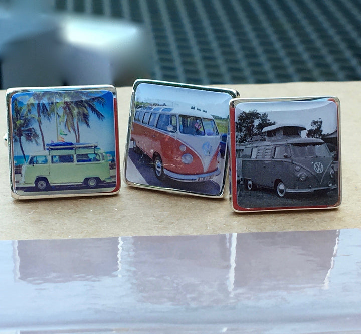 Cufflink Man Cufflinks - Personalised Personalised Campervan Photo Cufflinks - Your Camper Van on Cufflinks