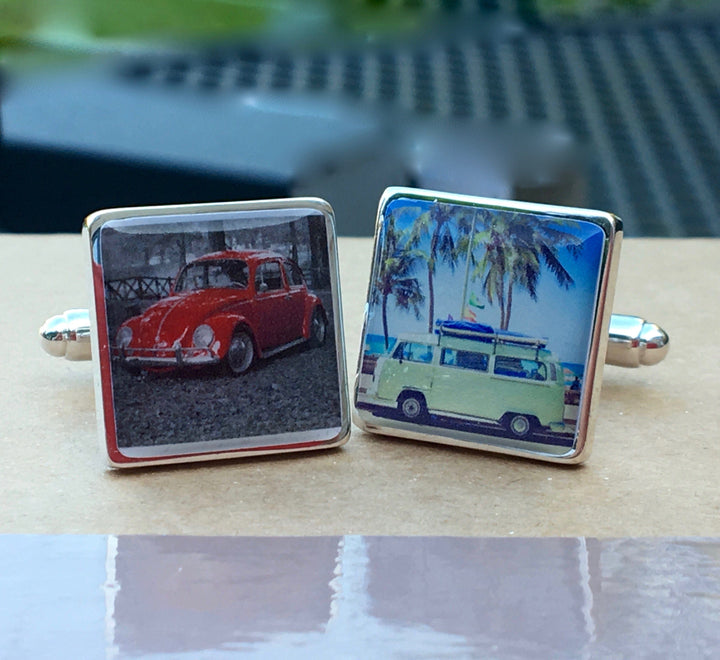 Cufflink Man Cufflinks - Personalised Personalised Campervan Photo Cufflinks - Your Camper Van on Cufflinks