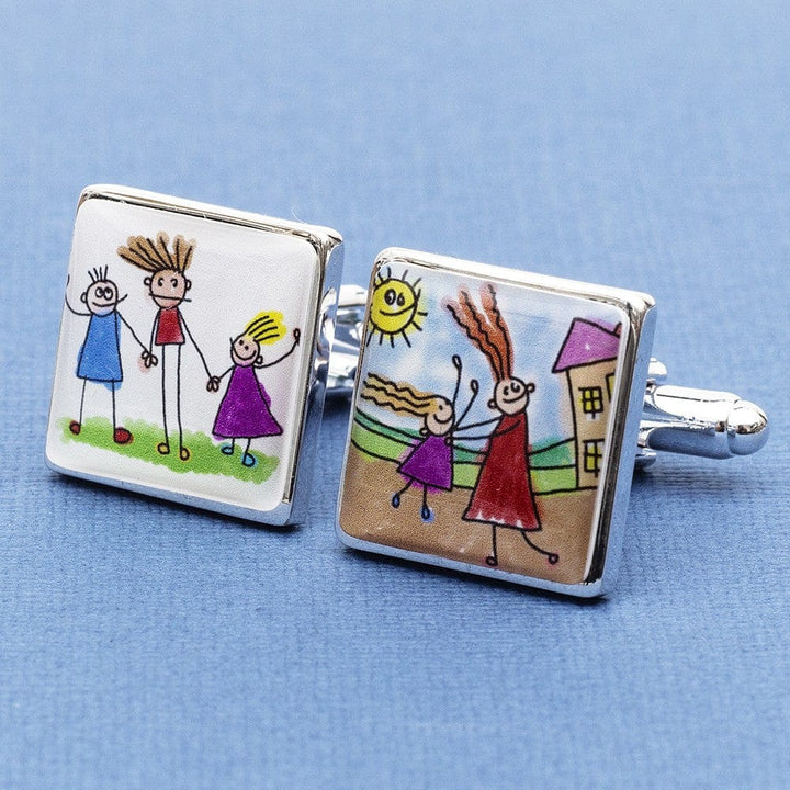 Cufflink Man Cufflinks - Personalised Personalised Child's Artwork Cufflinks - Your Childs Drawing on Cufflinks