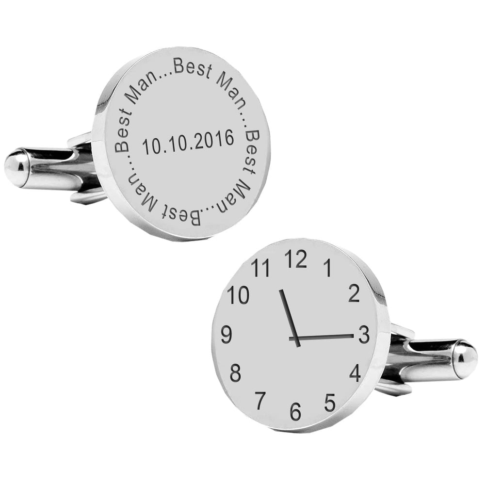 Cufflink Man Cufflinks - Personalised Personalised Engraved Best Man Cufflinks With Date & Time