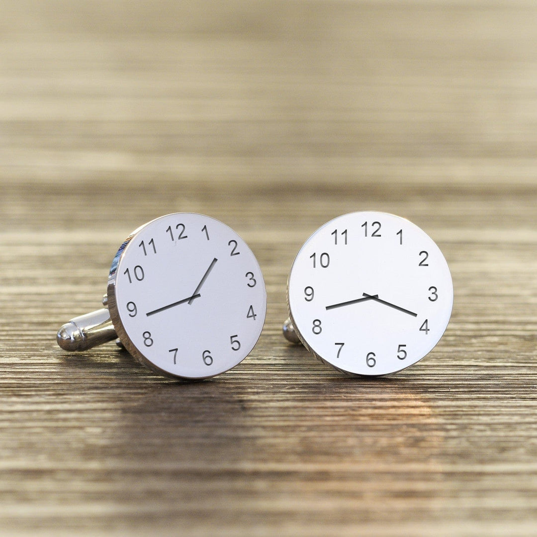 Cufflink Man Cufflinks - Personalised Personalised Engraved Clock Hands Cufflinks