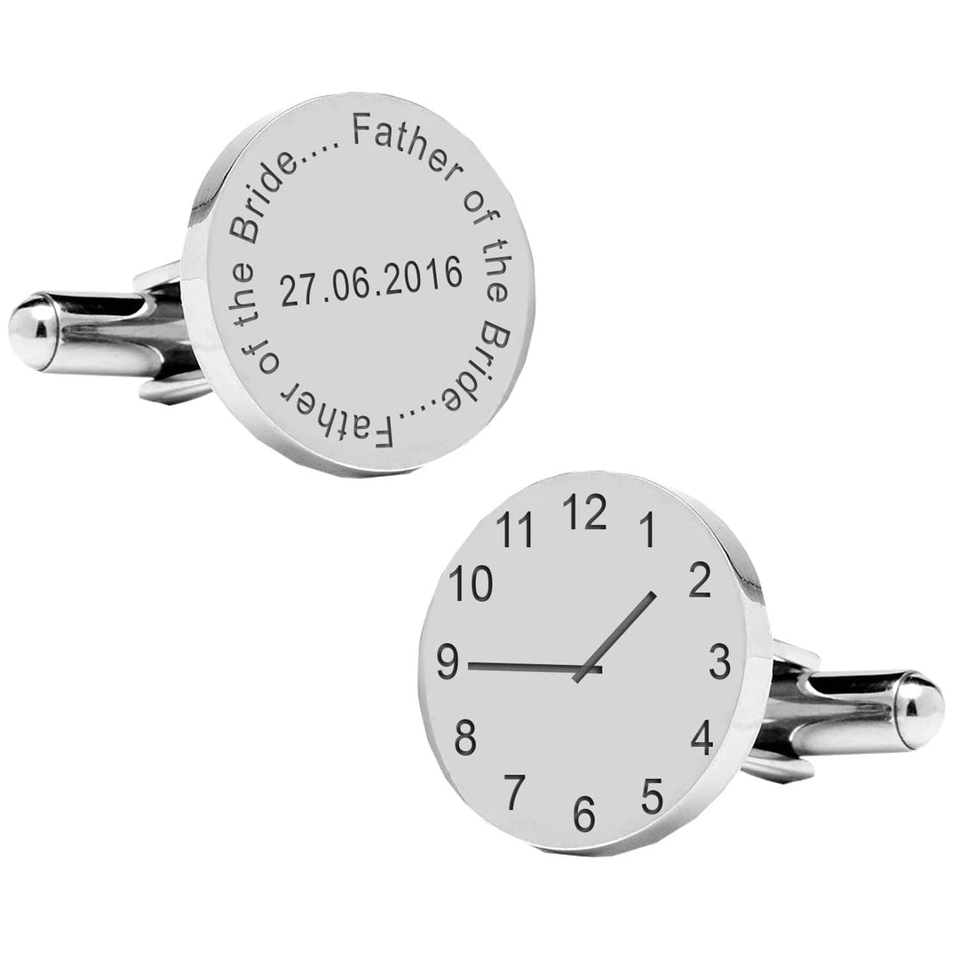 Cufflink Man Cufflinks - Personalised Personalised Engraved Father of The Bride Wedding Cufflinks With Date & Time