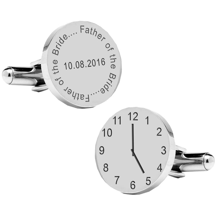 Cufflink Man Cufflinks - Personalised Personalised Engraved Father of The Bride Wedding Cufflinks With Date & Time