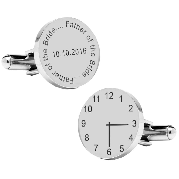 Cufflink Man Cufflinks - Personalised Personalised Engraved Father of The Bride Wedding Cufflinks With Date & Time