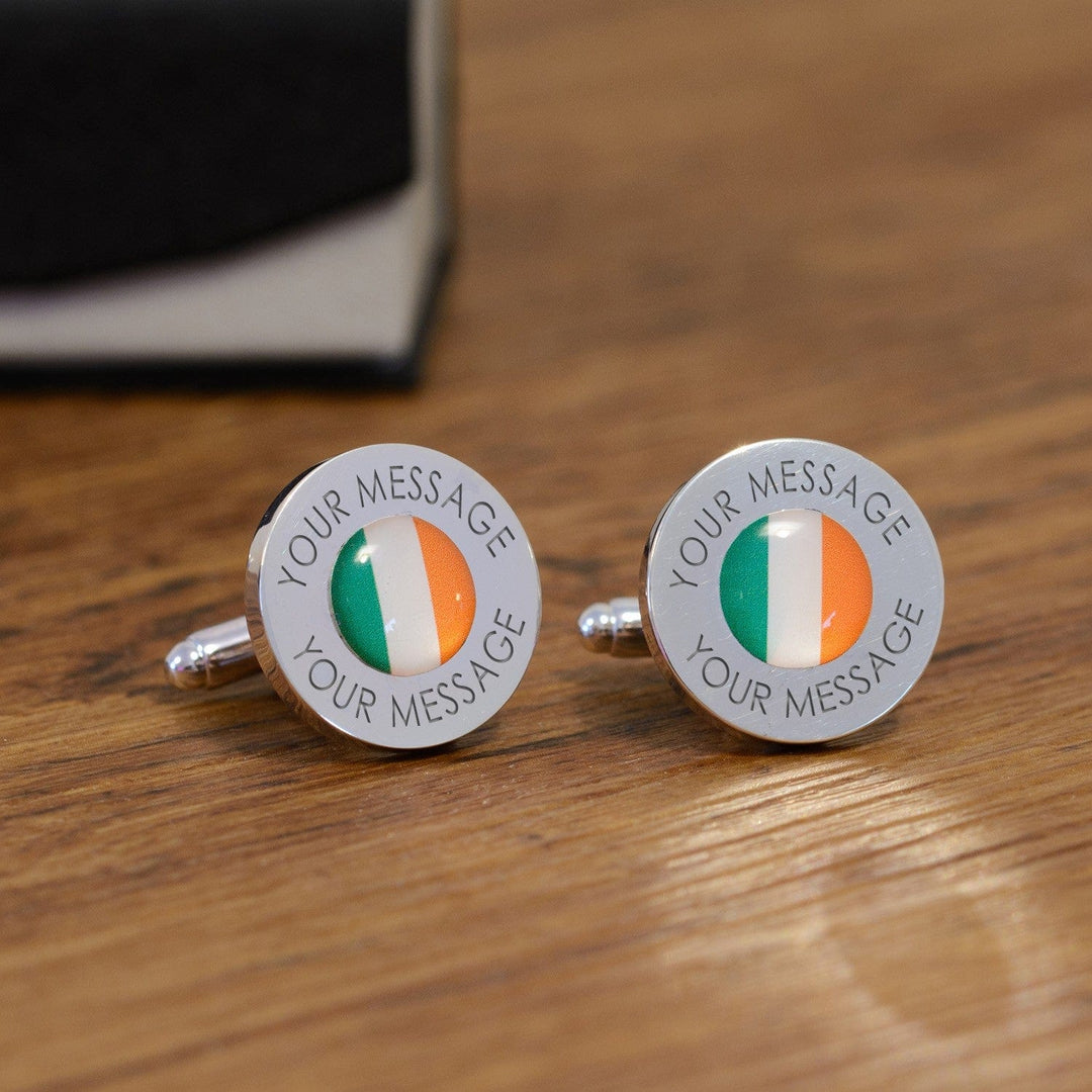 Cufflink Man Cufflinks - Personalised Personalised Engraved Irish Flag Cufflinks