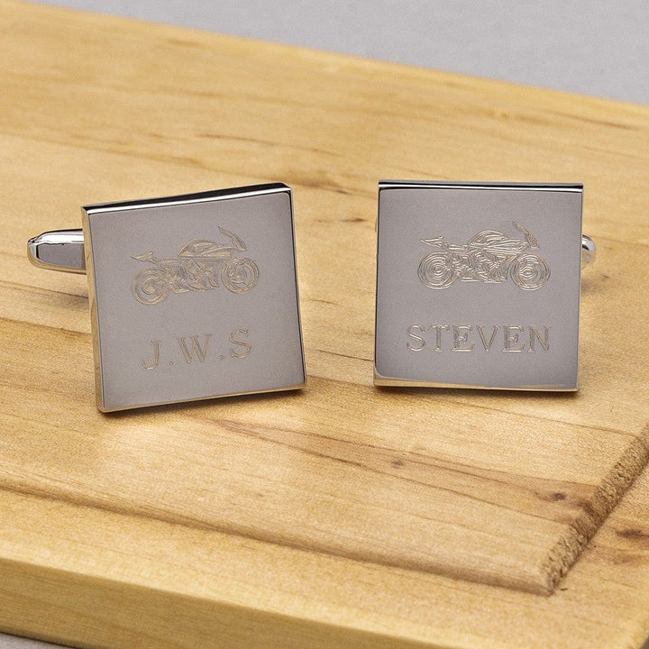 Cufflink Man Cufflinks - Personalised Personalised Engraved Motorbike cufflinks