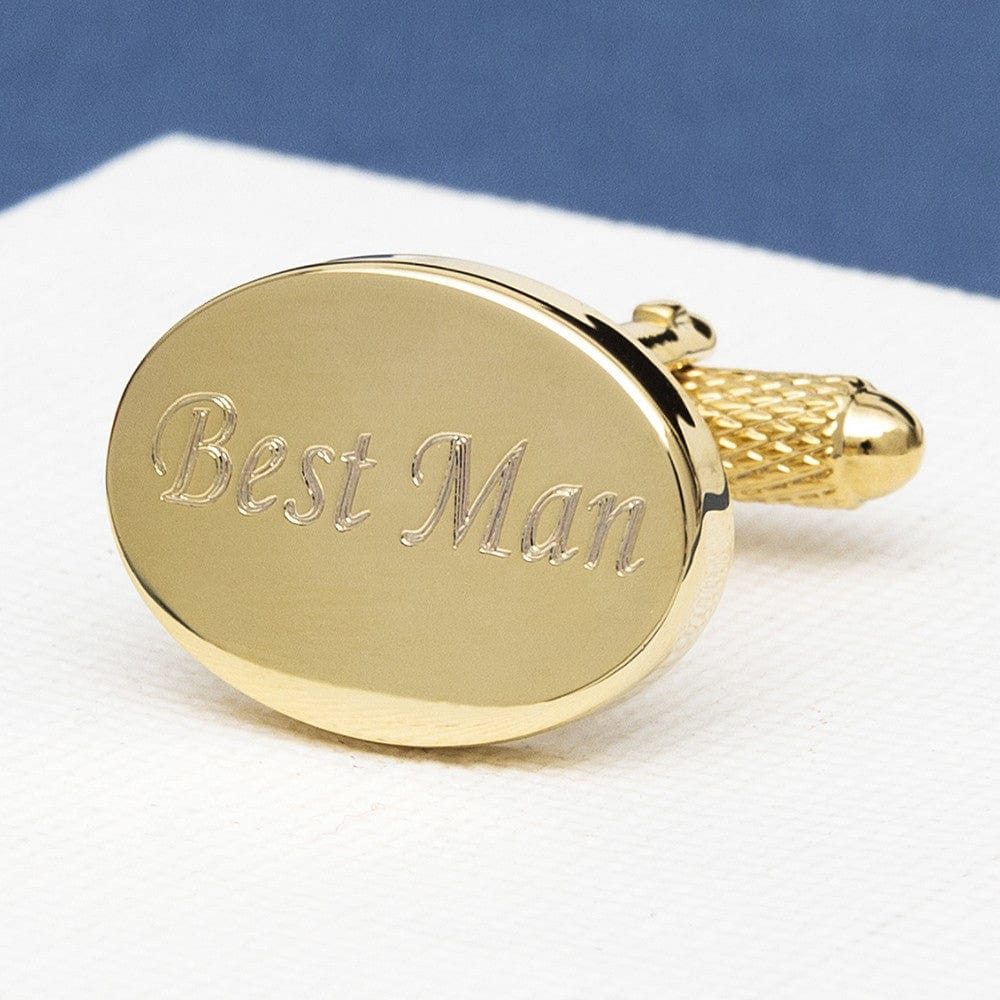 Cufflink Man Cufflinks - Personalised Personalised Engraved Oval Wedding Cufflinks