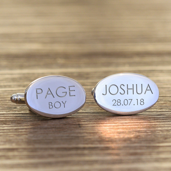 Cufflink Man Cufflinks - Personalised Personalised Engraved Oval Wedding Party Role Cufflinks