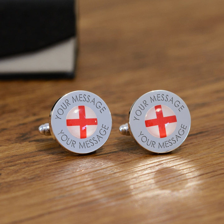 Cufflink Man Cufflinks - Personalised Personalised Engraved St George Cross Flag Cufflinks