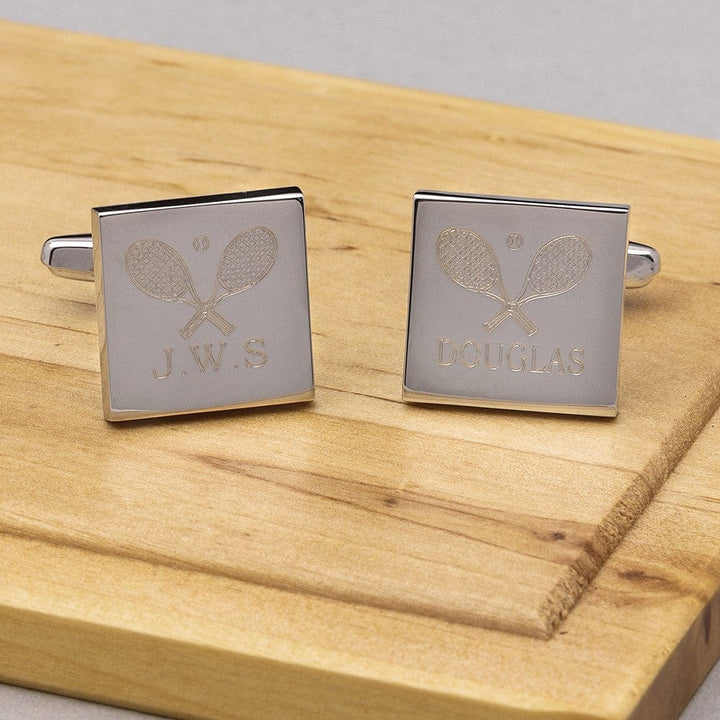 Cufflink Man Cufflinks - Personalised Personalised Engraved Tennis Cufflinks