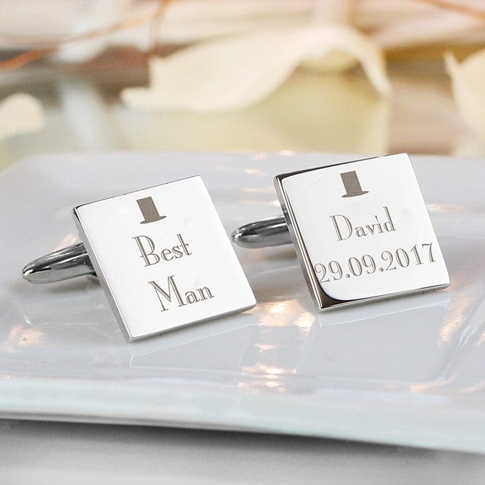 Cufflink Man Cufflinks - Personalised Personalised Engraved Top Hat Best Man Cufflinks