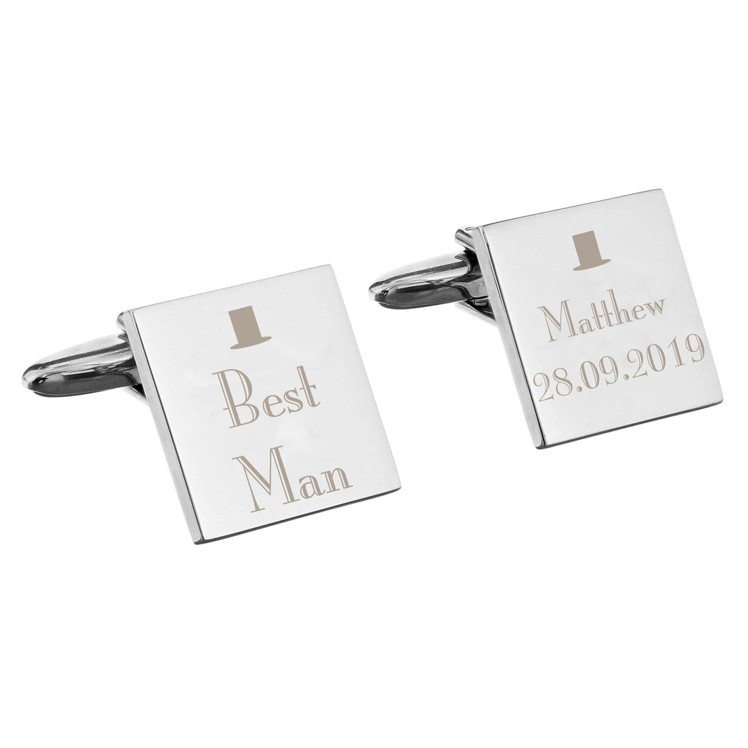 Cufflink Man Cufflinks - Personalised Personalised Engraved Top Hat Best Man Cufflinks