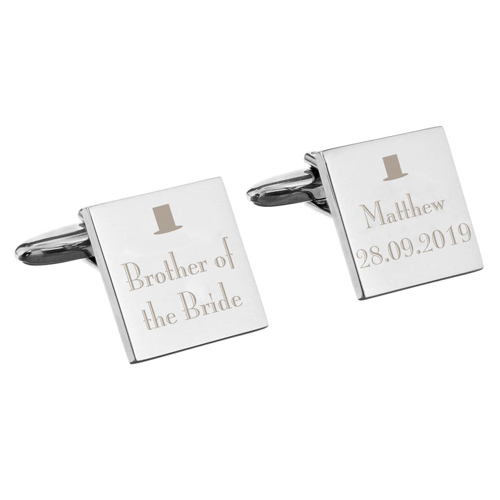 Cufflink Man Cufflinks - Personalised Personalised Engraved Top Hat Brother of the Bride Cufflinks