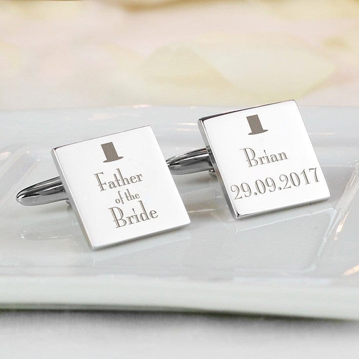 Cufflink Man Cufflinks - Personalised Personalised Engraved Top Hat Father of the Bride Cufflinks