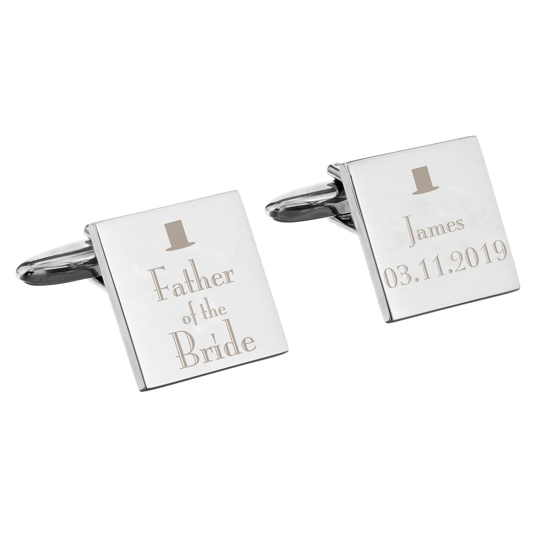 Cufflink Man Cufflinks - Personalised Personalised Engraved Top Hat Father of the Bride Cufflinks