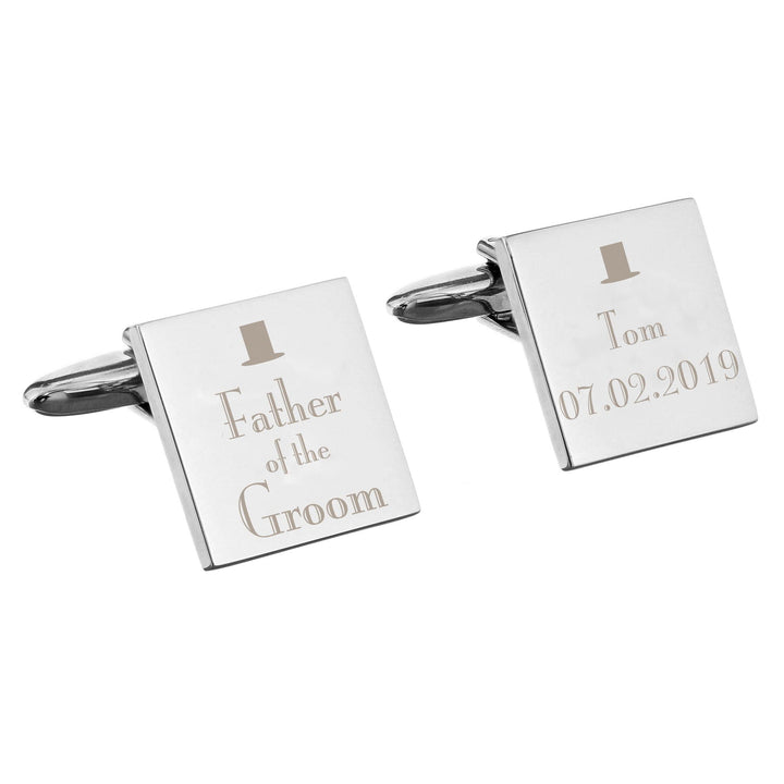 Cufflink Man Cufflinks - Personalised Personalised Engraved Top Hat Father of the Groom Cufflinks