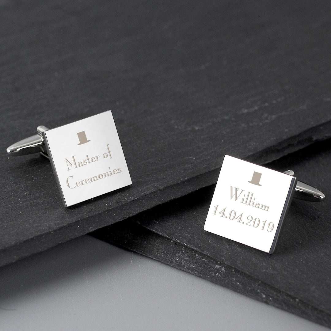 Cufflink Man Cufflinks - Personalised Personalised Engraved Top Hat Master of Ceremonies Cufflinks