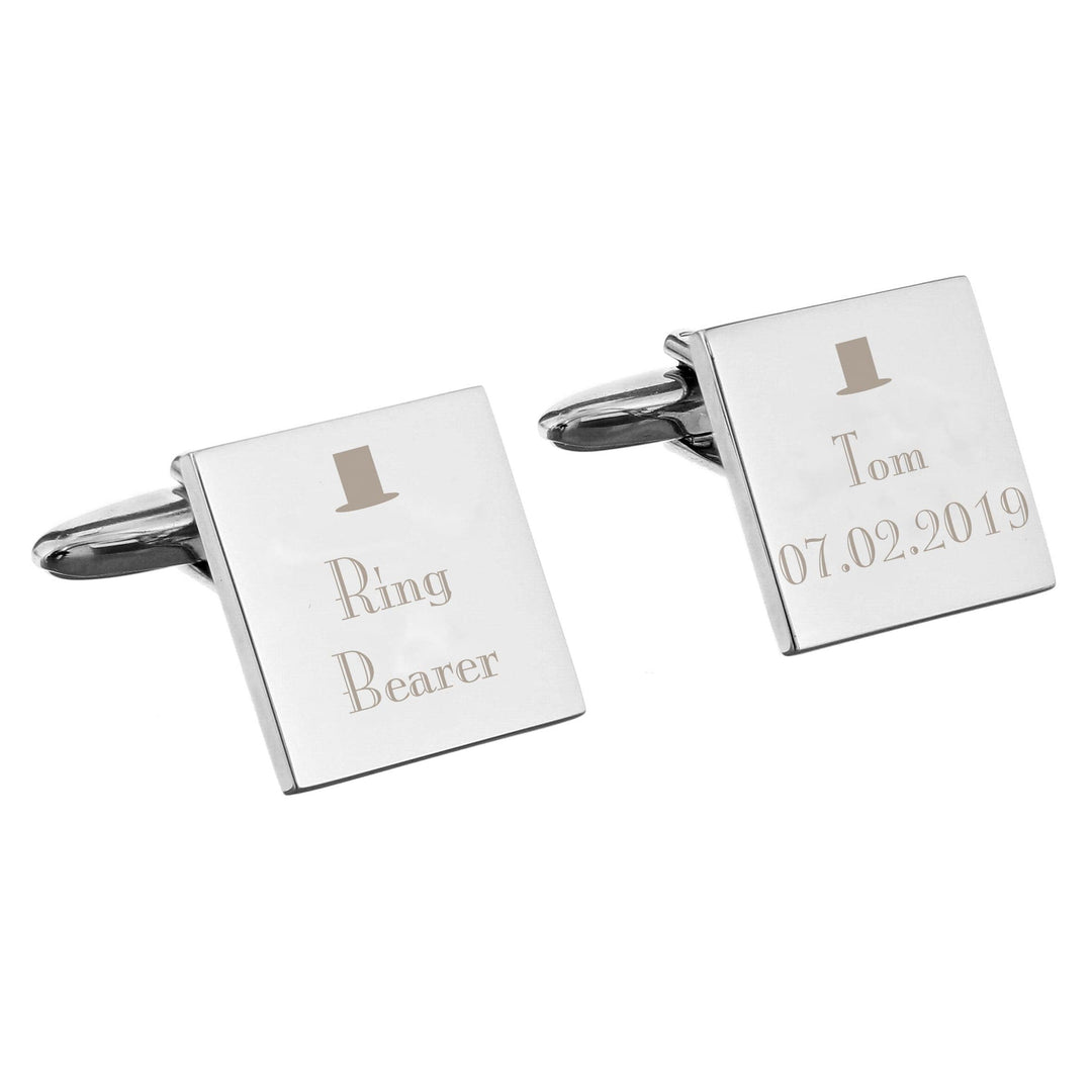 Cufflink Man Cufflinks - Personalised Personalised Engraved Top Hat Ring Bearer Cufflinks