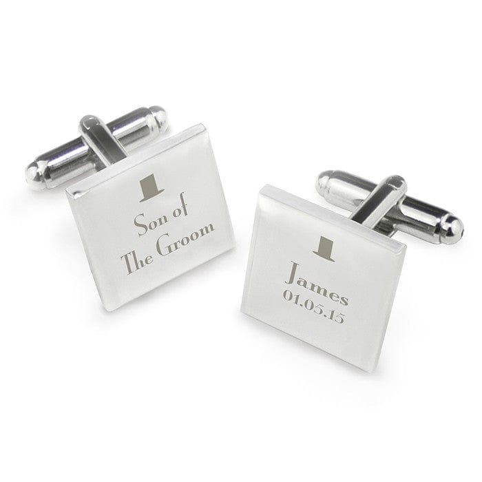 Cufflink Man Cufflinks - Personalised Personalised Engraved Top Hat Son of the Groom Cufflinks