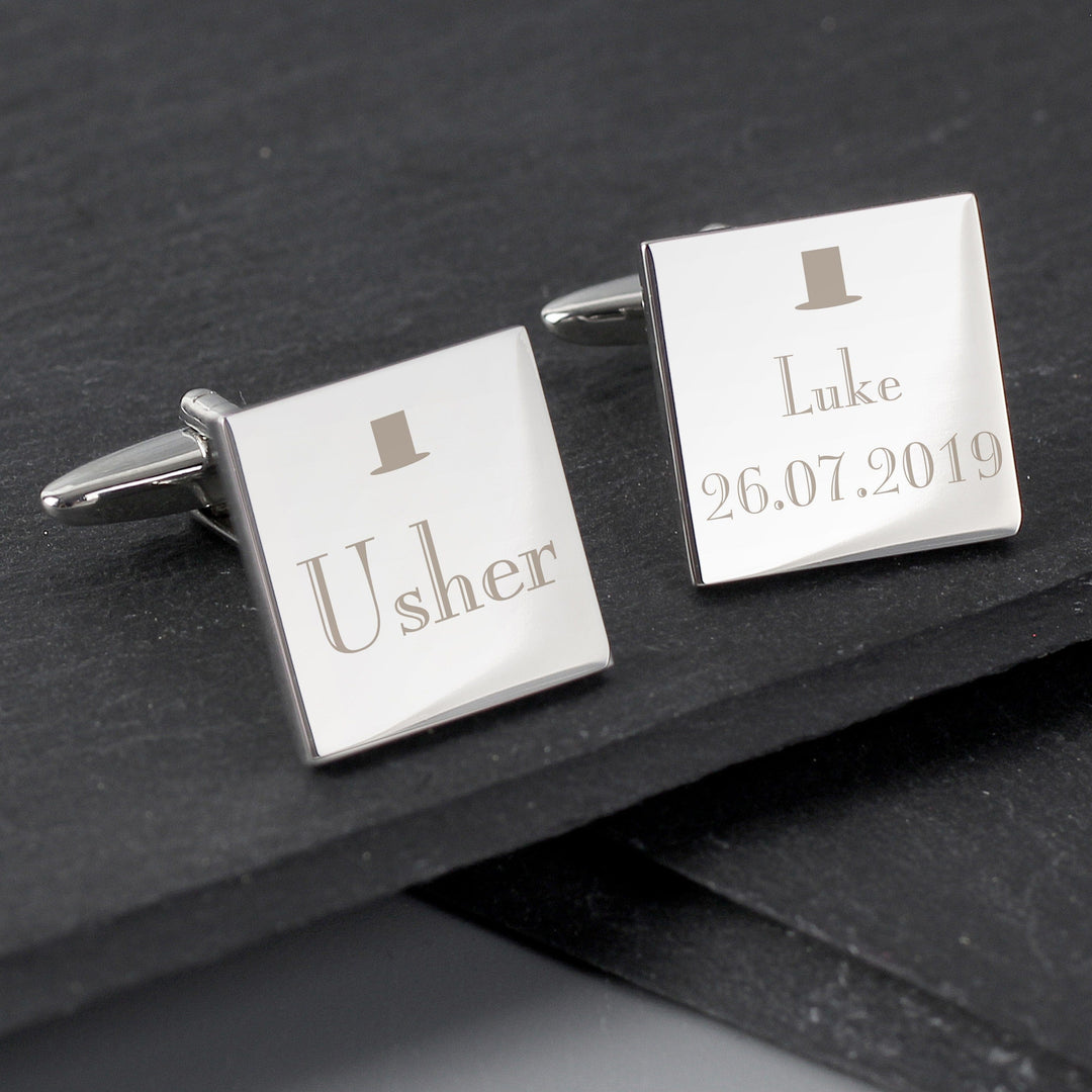 Cufflink Man Cufflinks - Personalised Personalised Engraved Top Hat Usher Cufflinks