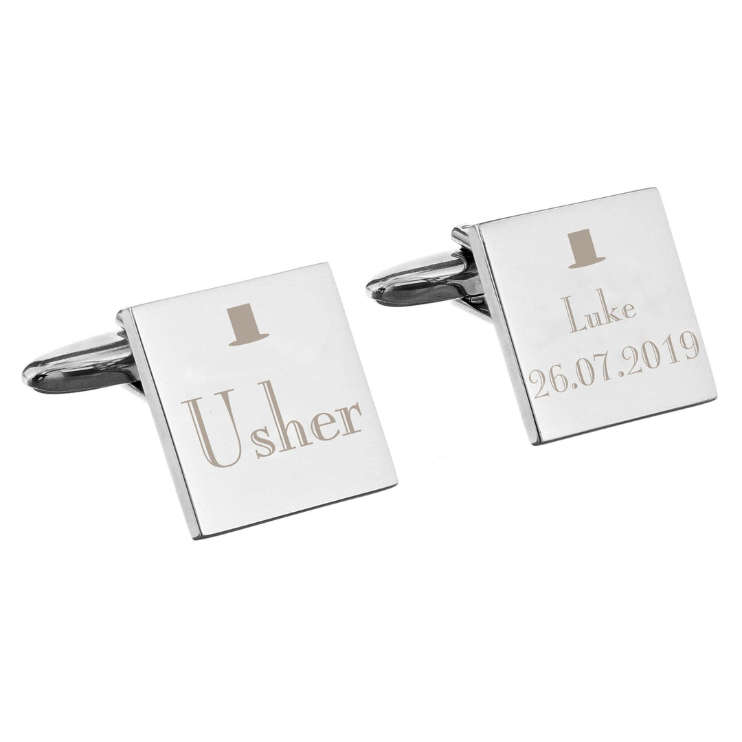 Cufflink Man Cufflinks - Personalised Personalised Engraved Top Hat Usher Cufflinks