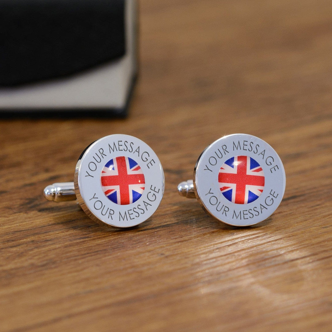 Cufflink Man Cufflinks - Personalised Personalised Engraved Union Jack Flag Cufflinks