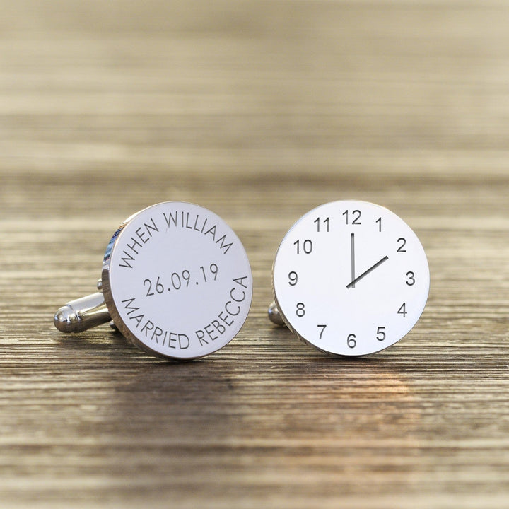 Cufflink Man Cufflinks - Personalised Personalised Engraved Wedding Date & Time Cufflinks