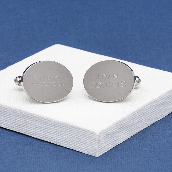 Cufflink Man Cufflinks - Personalised Personalised Father of The Groom Cufflinks - Oval & Engraved