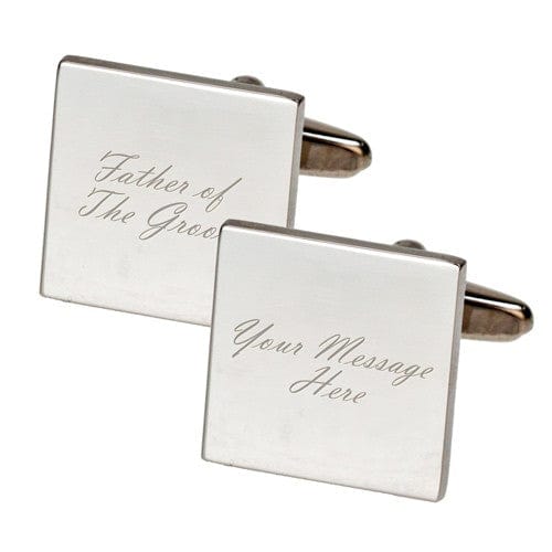 Cufflink Man Cufflinks - Personalised Personalised Father of The Groom Cufflinks - Square & Engraved