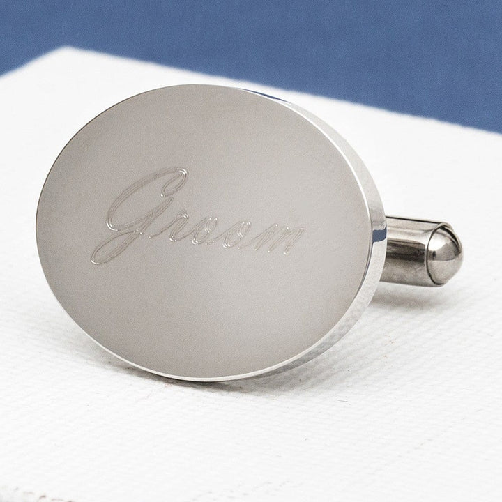 Cufflink Man Cufflinks - Personalised Personalised Groom Cufflinks - Oval & Engraved