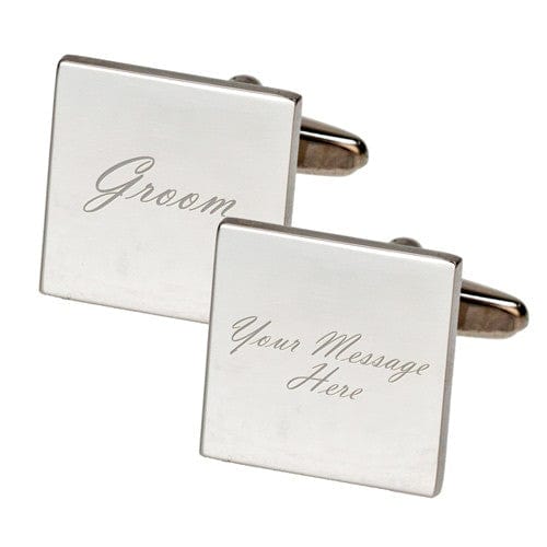 Cufflink Man Cufflinks - Personalised Personalised Groom Cufflinks - Square & Engraved