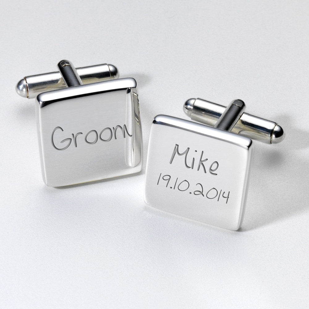 Cufflink Man Cufflinks - Personalised Personalised Groom Engraved Wedding Cufflinks