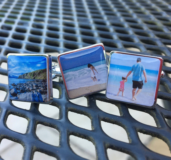 Cufflink Man Cufflinks - Personalised Personalised Holiday Photo Cufflinks - Any Holiday Photo On Cufflinks