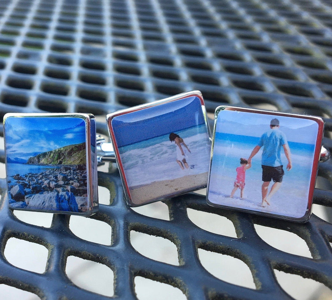 Cufflink Man Cufflinks - Personalised Personalised Holiday Photo Cufflinks - Any Holiday Photo On Cufflinks