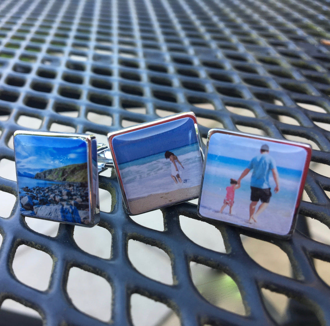 Cufflink Man Cufflinks - Personalised Personalised Holiday Photo Cufflinks - Any Holiday Photo On Cufflinks