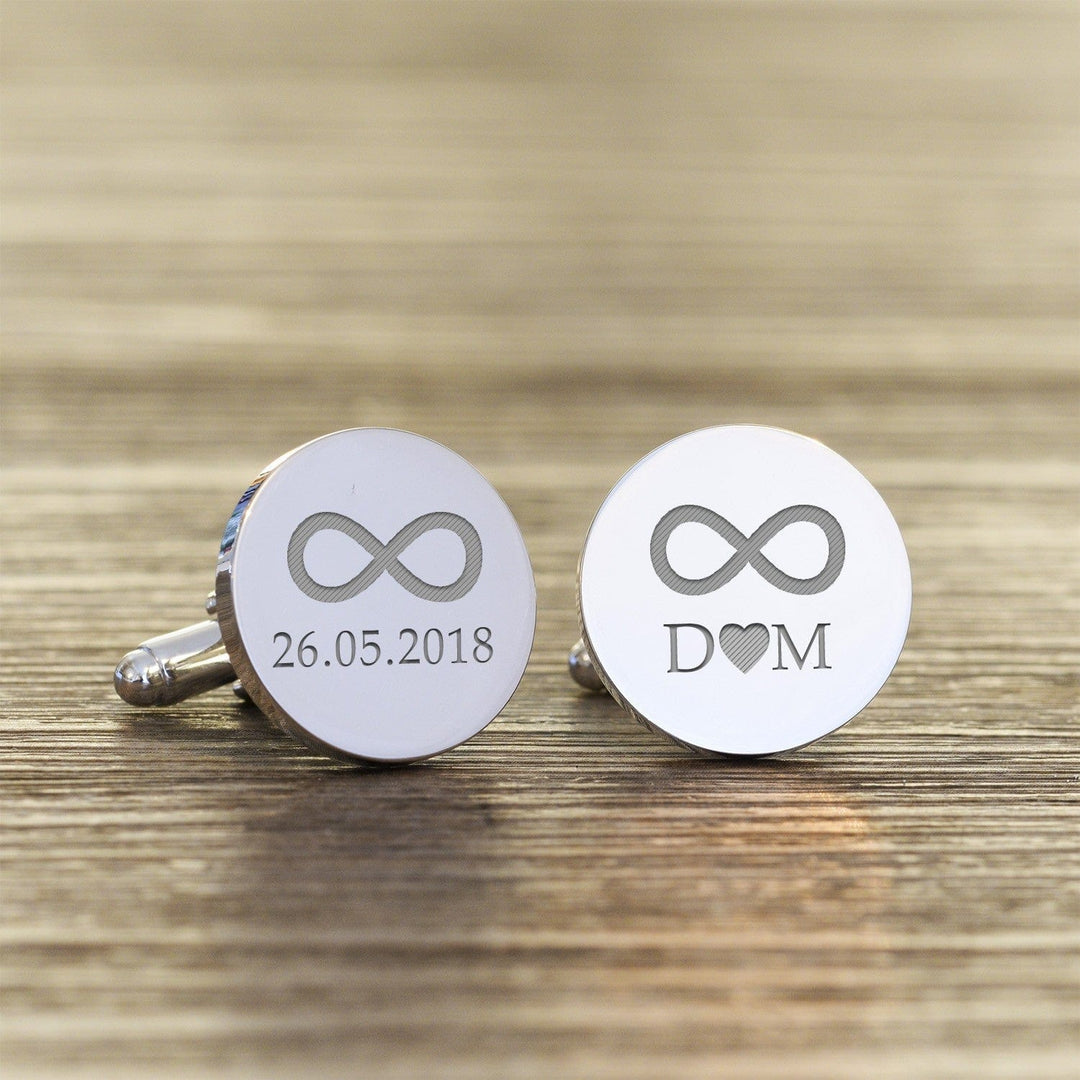 Cufflink Man Cufflinks - Personalised Personalised Infinity Initials and Date Engraved Cufflinks