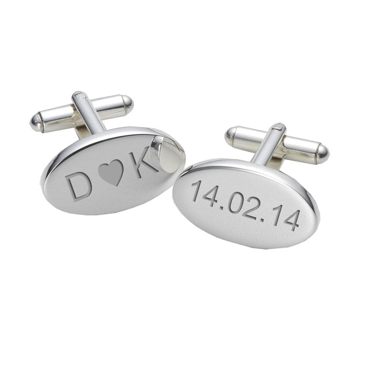 Cufflink Man Cufflinks - Personalised Personalised Initials & Dates Engraved Oval Cufflinks