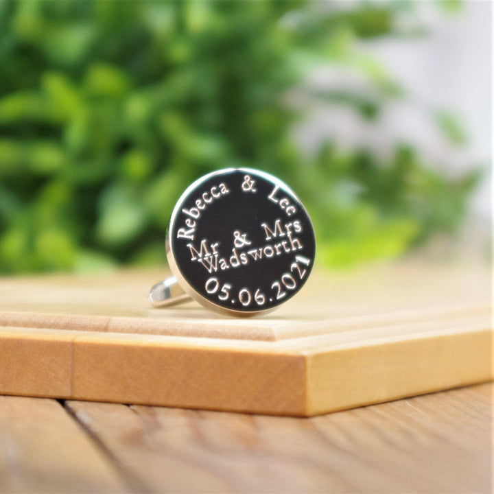 Cufflink Man Cufflinks - Personalised Personalised Mr And Mrs Engraved Wedding Cufflinks