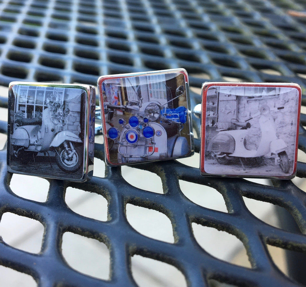 Cufflink Man Cufflinks - Personalised Personalised Scooter Photo Cufflinks - Your Vespa or Lambretta on Cufflinks