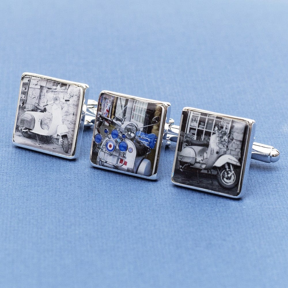 Cufflink Man Cufflinks - Personalised Personalised Scooter Photo Cufflinks - Your Vespa or Lambretta on Cufflinks