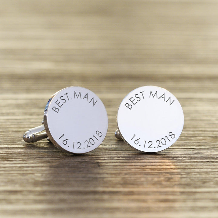 Cufflink Man Cufflinks - Personalised Personalised Wedding Cufflinks - Engraved with Party Role & Date