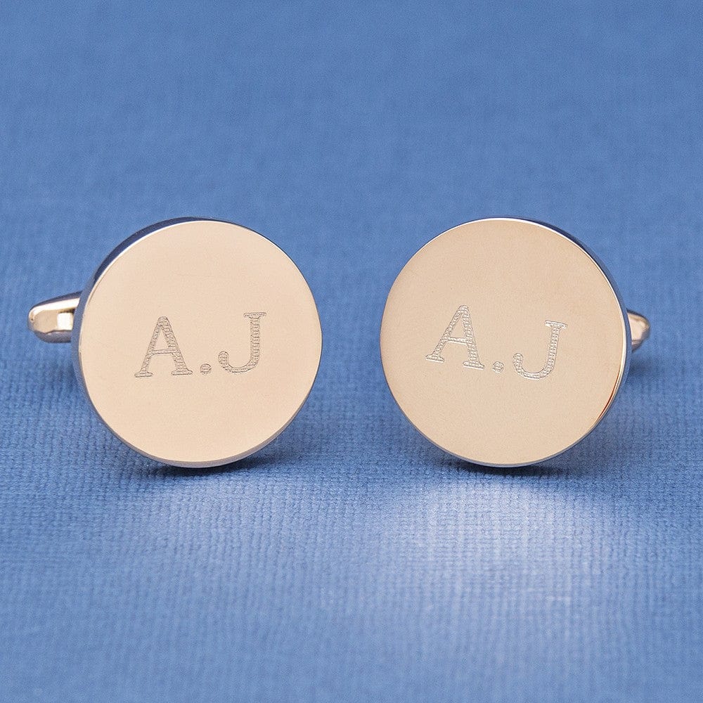 Cufflink Man Cufflinks - Personalised Rose Gold Button Cufflinks Engraved With Initials