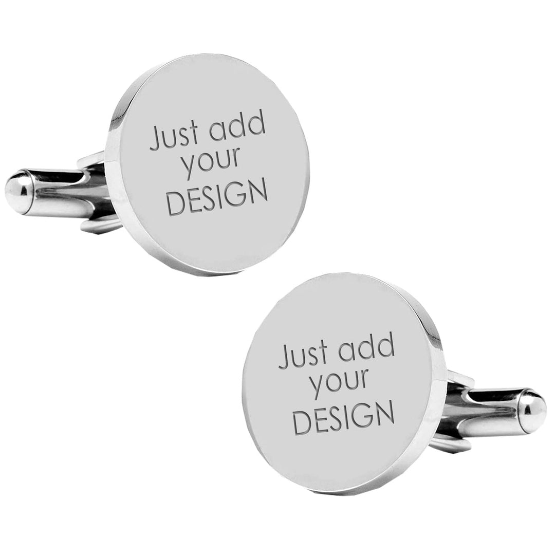 Cufflink Man Cufflinks - Personalised Round Cufflinks Engraved With Any Design