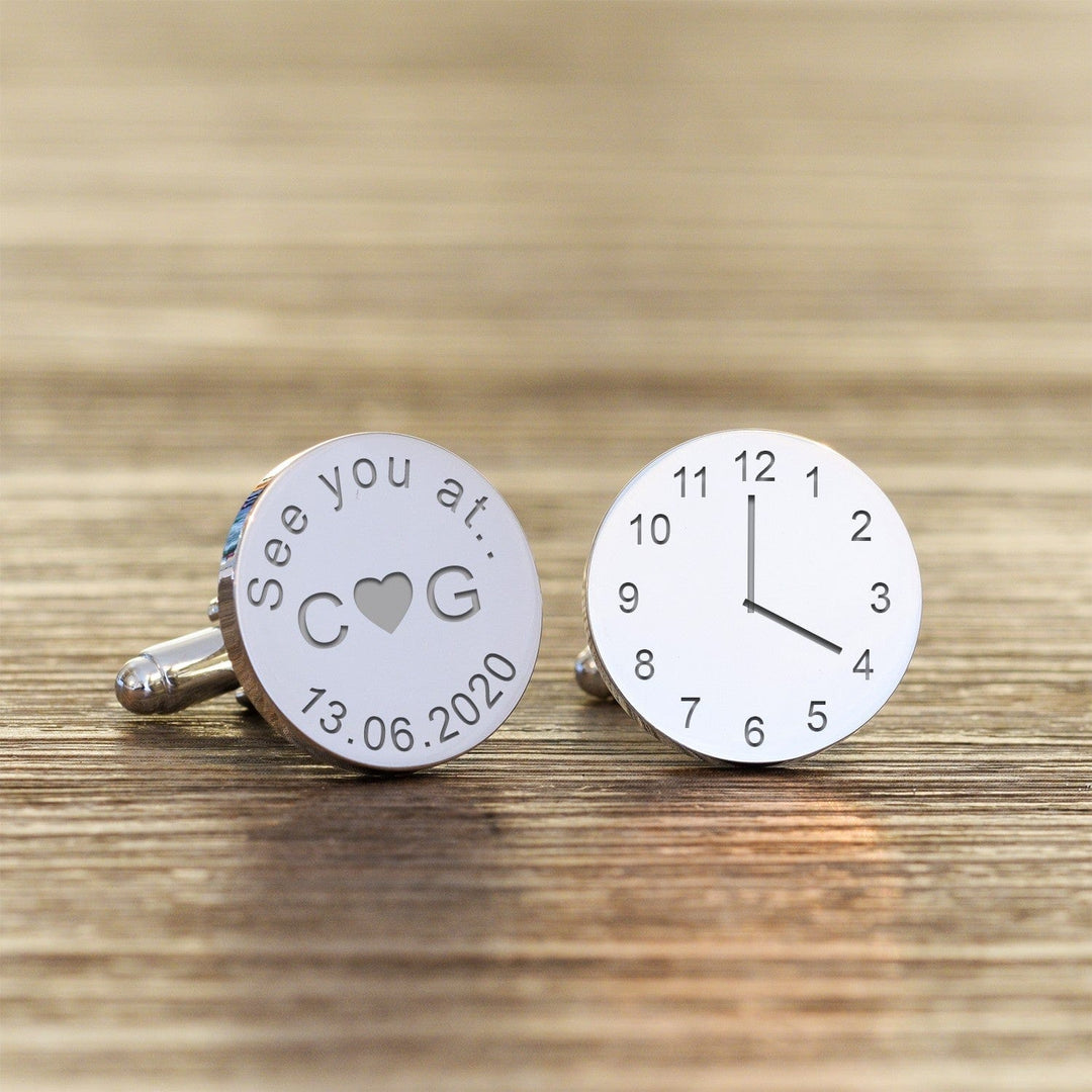 Cufflink Man Cufflinks - Personalised See You At... Time and Date Engraved Wedding Cufflinks