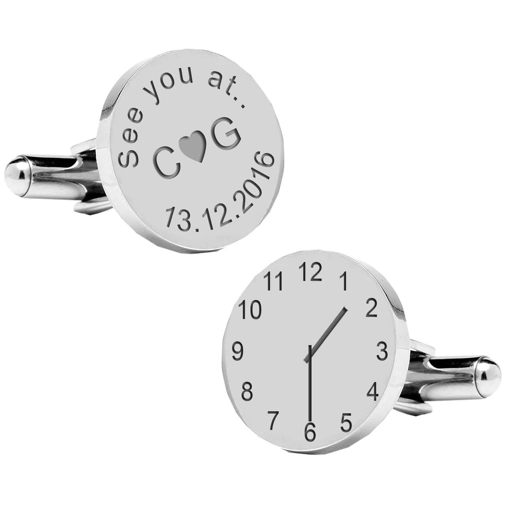 Cufflink Man Cufflinks - Personalised See You At... Time and Date Engraved Wedding Cufflinks