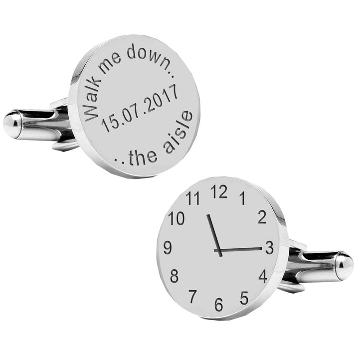 Cufflink Man Cufflinks - Personalised Walk Me Down The Aisle - Engraved Date & Time Wedding Cufflinks